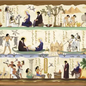 جدارية فرعونية رحلة العائلة المقدسة فى أرض مصر